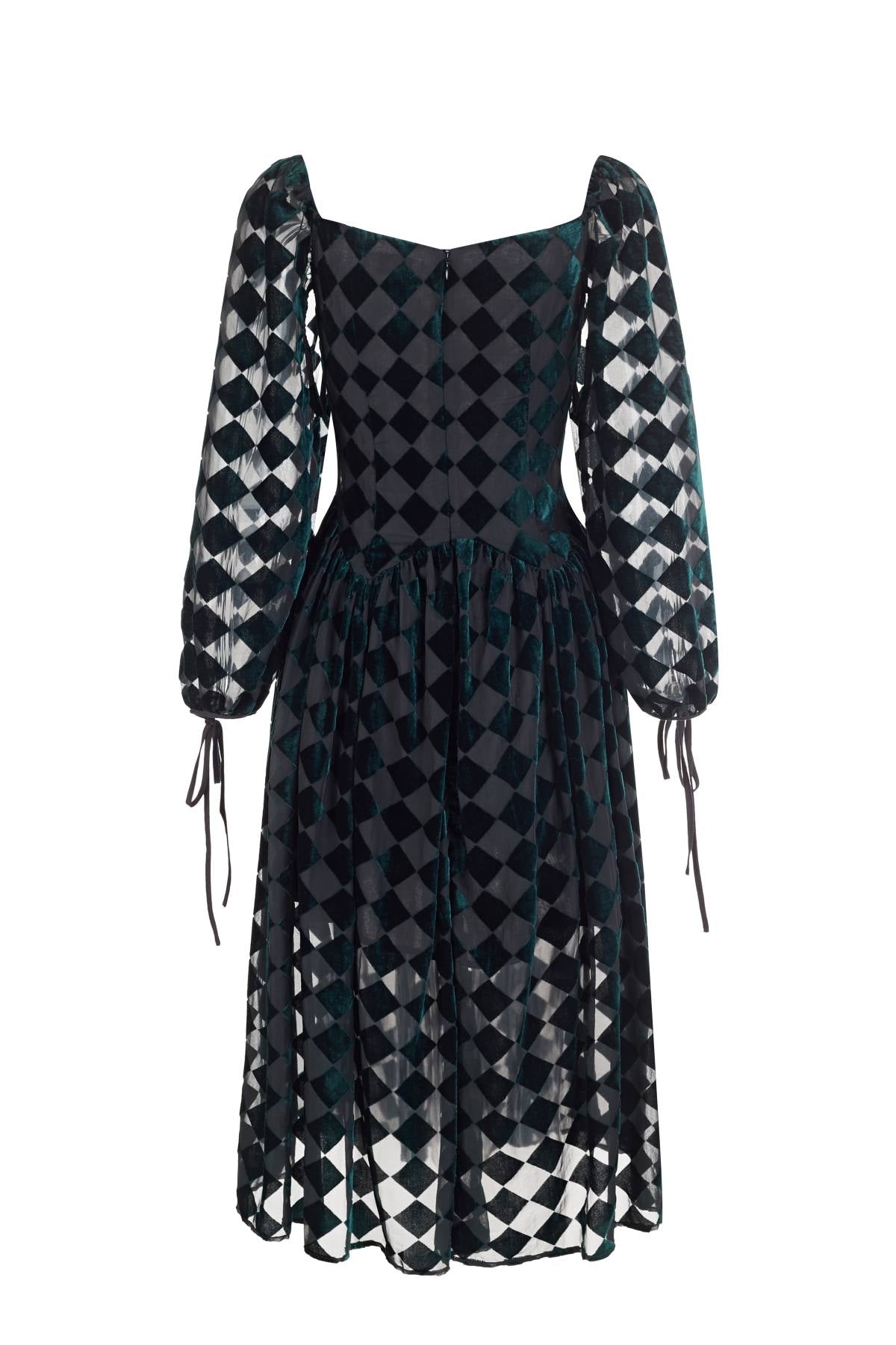 Esme BETH'S CHECKERBOARD Emerald Midi Dress