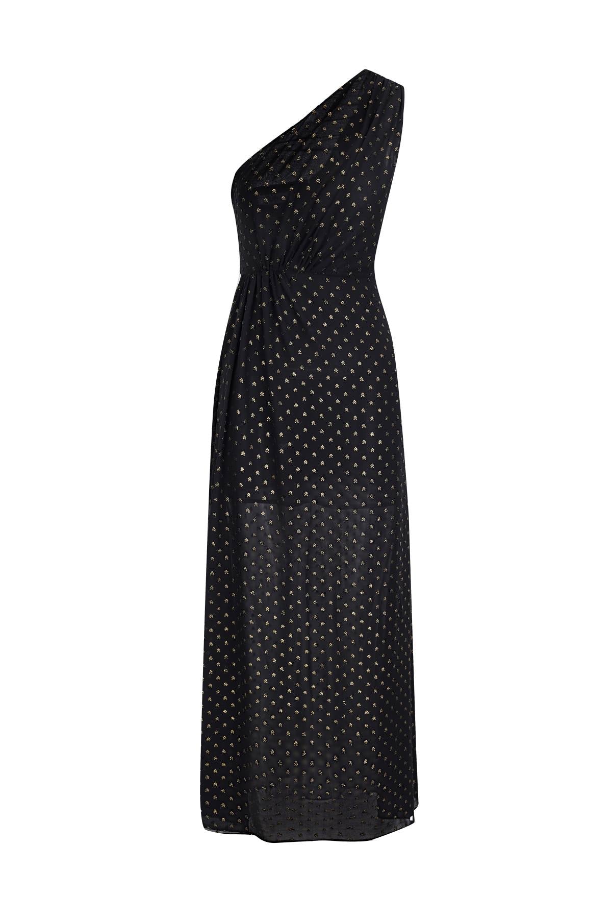 Esme MARIA One-shoulder Foil Dot Maxi Dress