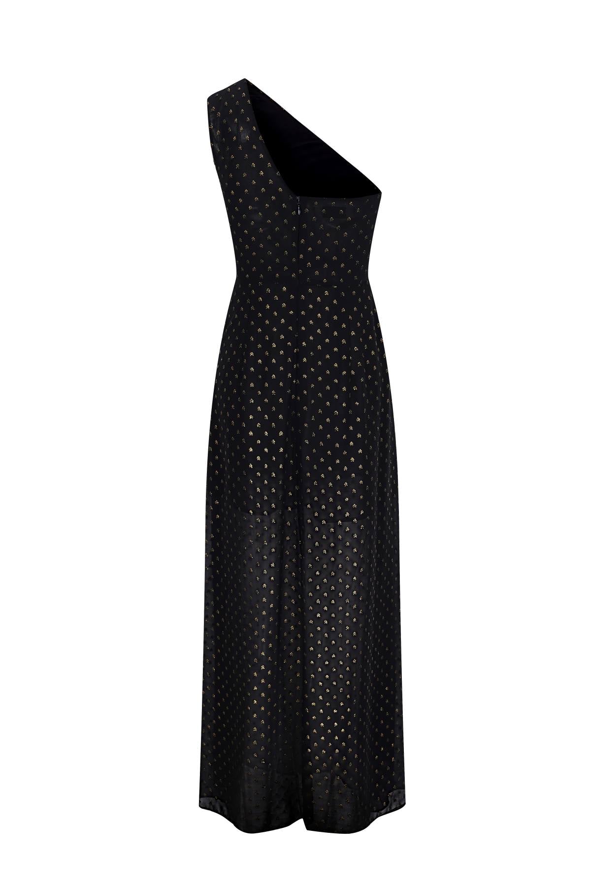 Esme MARIA One-shoulder Foil Dot Maxi Dress