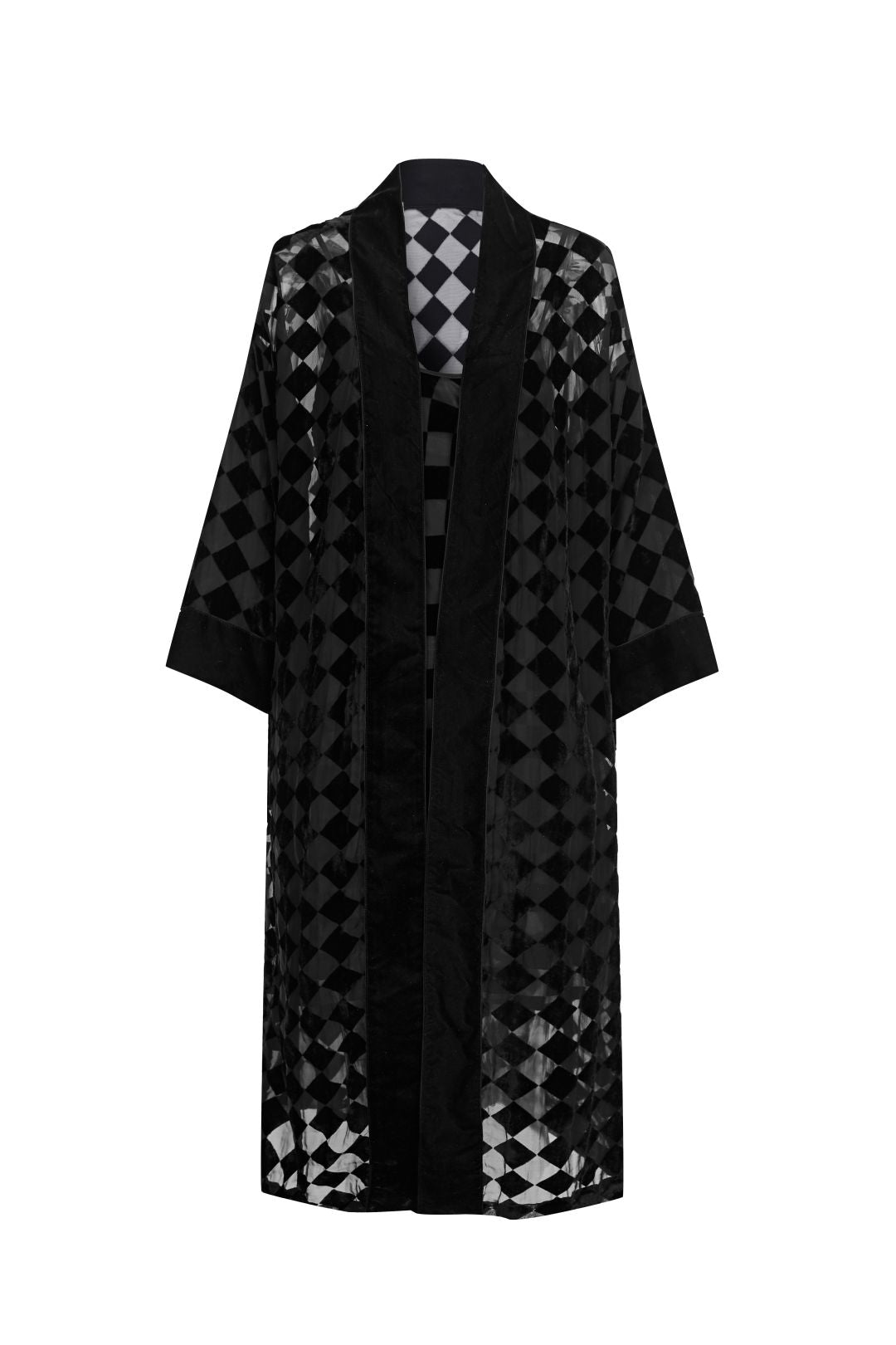 Esme BETH'S CHECKERBOARD Long Sleeves Robe