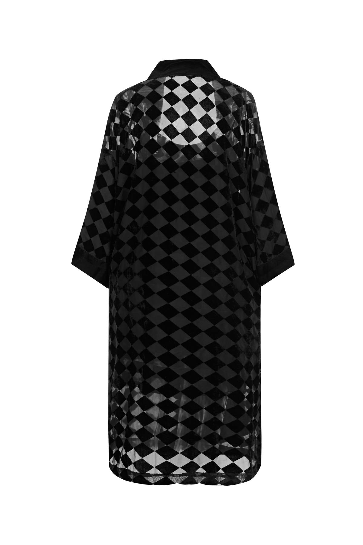 Esme BETH'S CHECKERBOARD Long Sleeves Robe