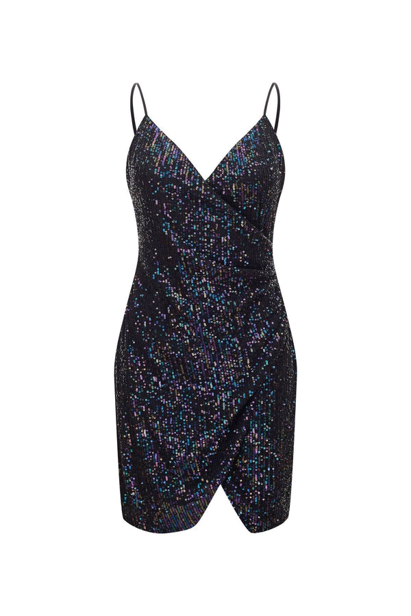 Esme GATSBY Black Emerald Slip Sequin Dress