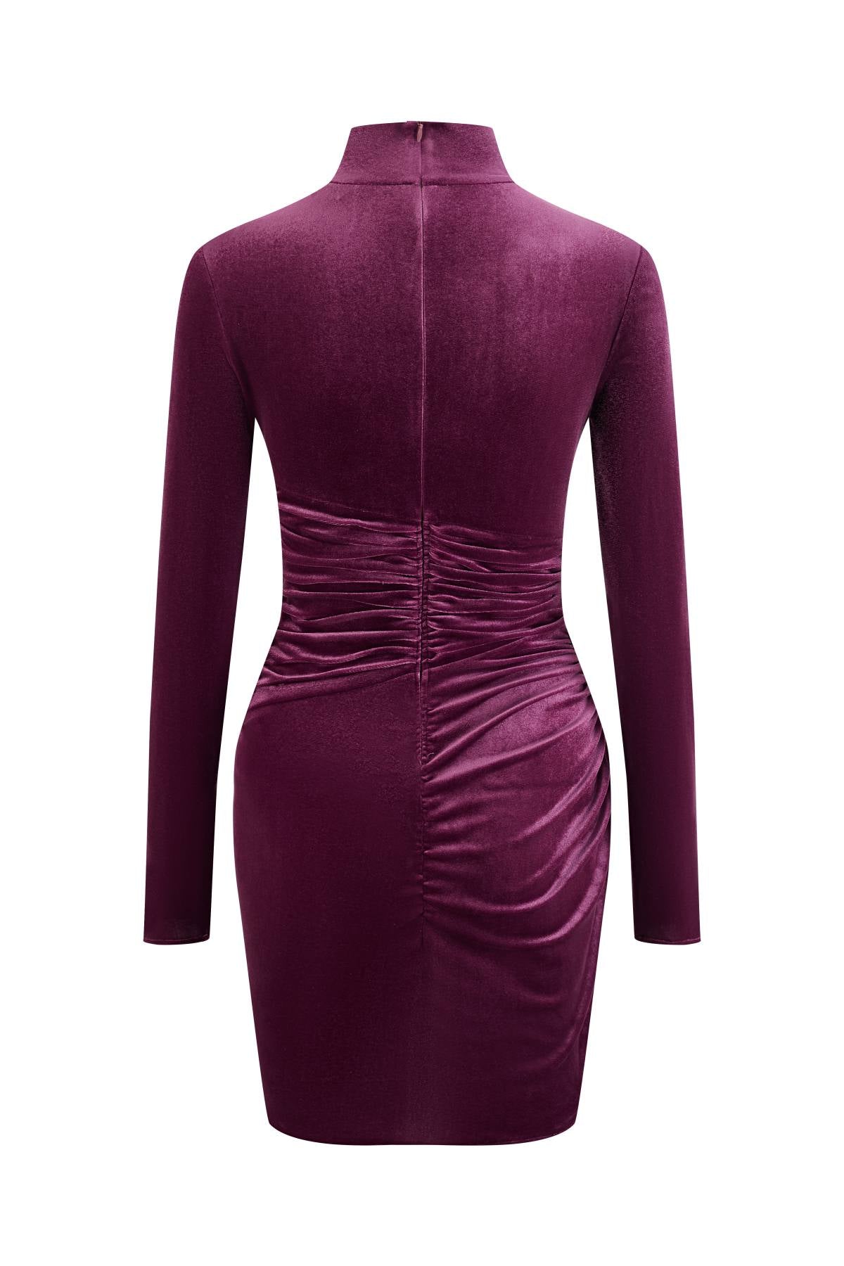 Esme GATSBY Mulberry Velvet High Collar Mini Dress