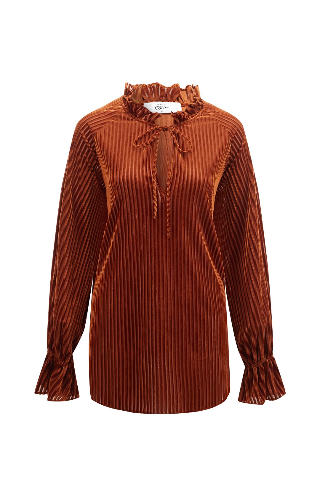 Esme MARIA Marmalade Velvet Tied Long-sleeve Top