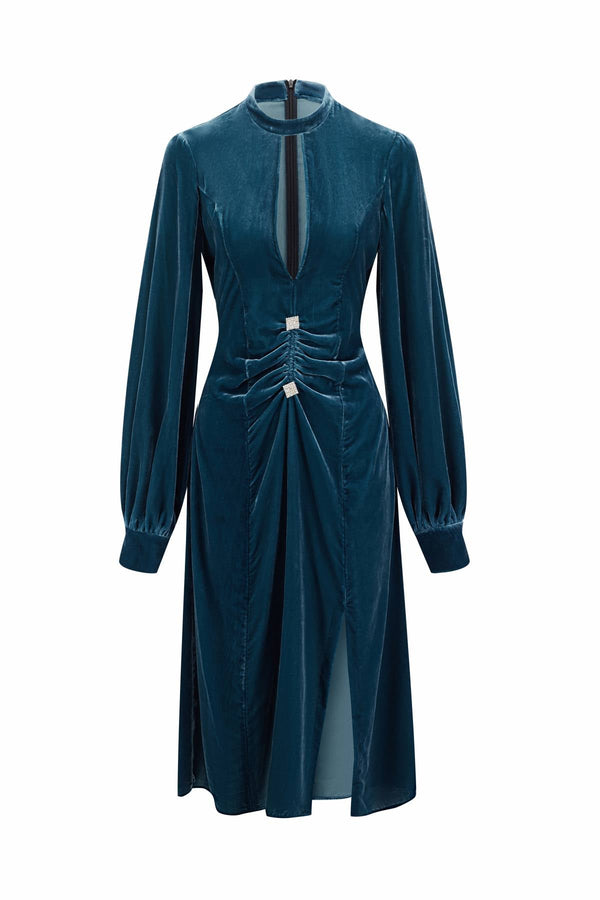 Esme GATSBY Peacock Midi Dress With Long Sleeves