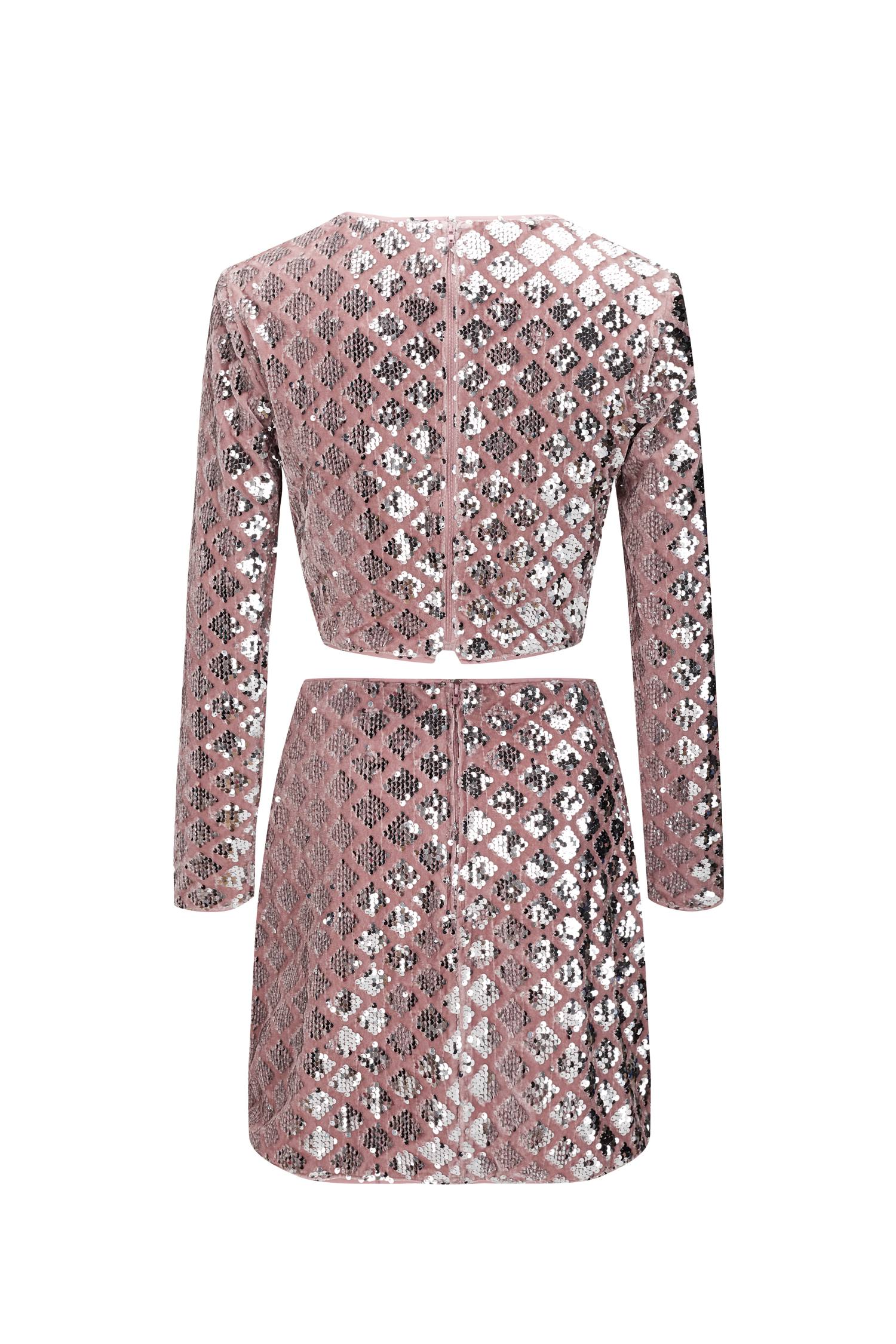 Esme GATSBY Dry Rose Velvet Sequin Dress Set