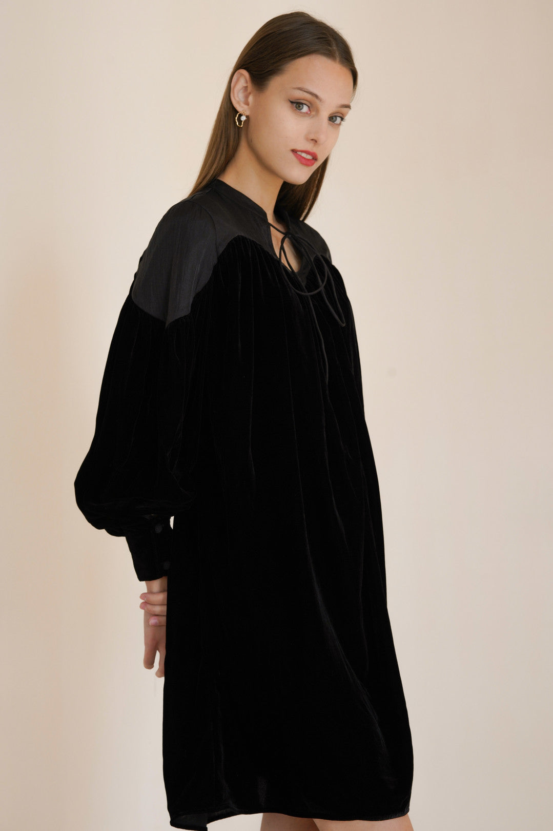 Esme Black Swan Long Sleeves Knee Dress