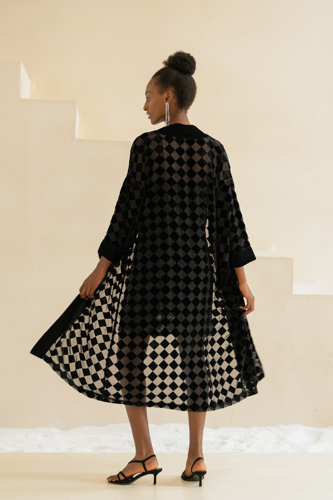 Esme BETH'S CHECKERBOARD Long Sleeves Robe