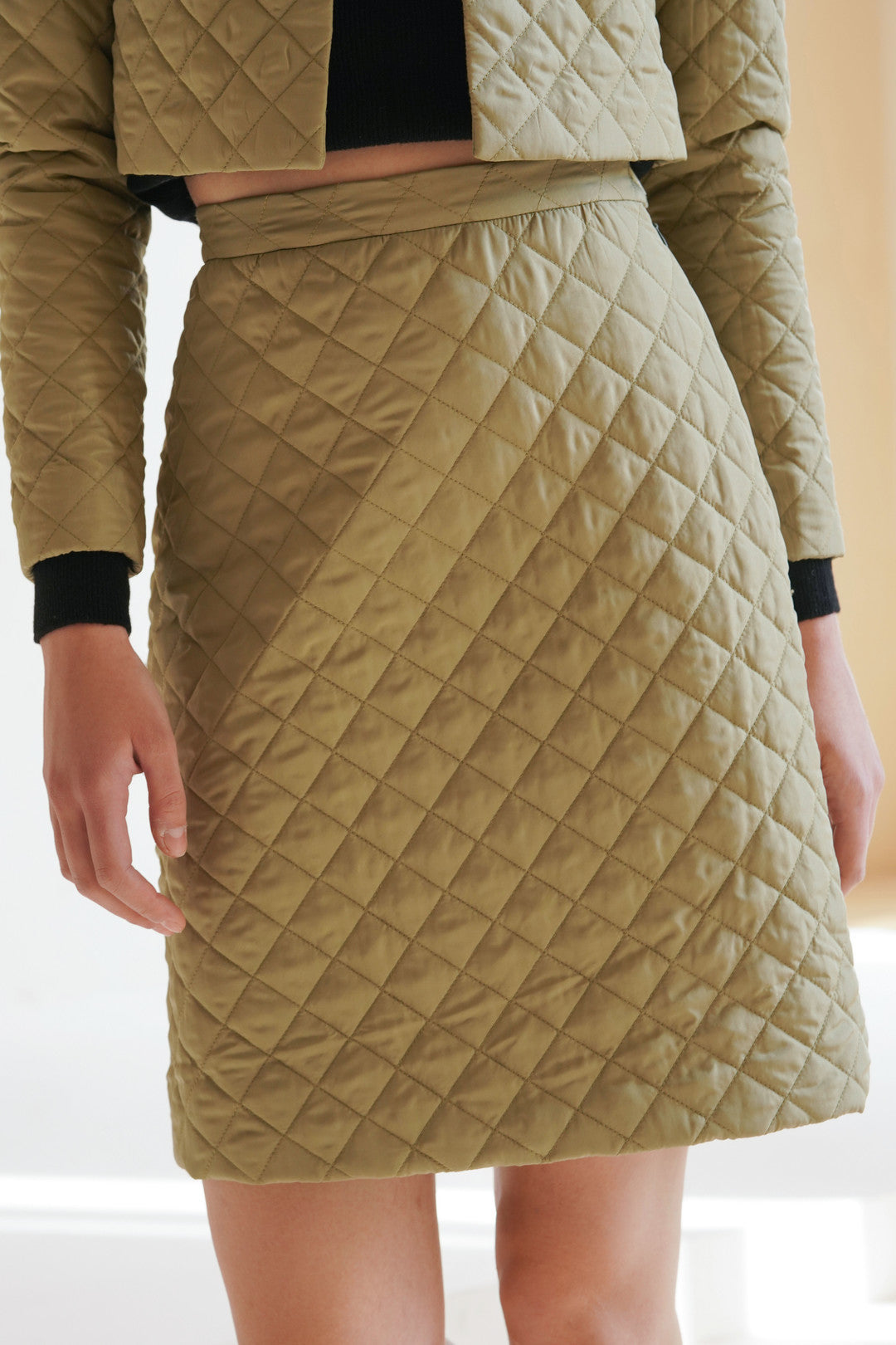 Esme MARESELLE Quilted Moss Mini Skirt