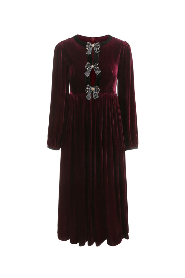 Esme GATSBY Burgundy Velvet Midi Dress