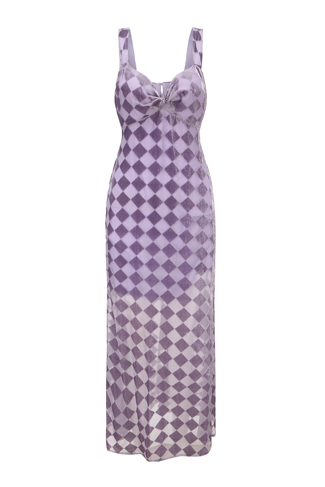 Esme BETH'S CHECKERBOARD Lilac Slip Midi Dress