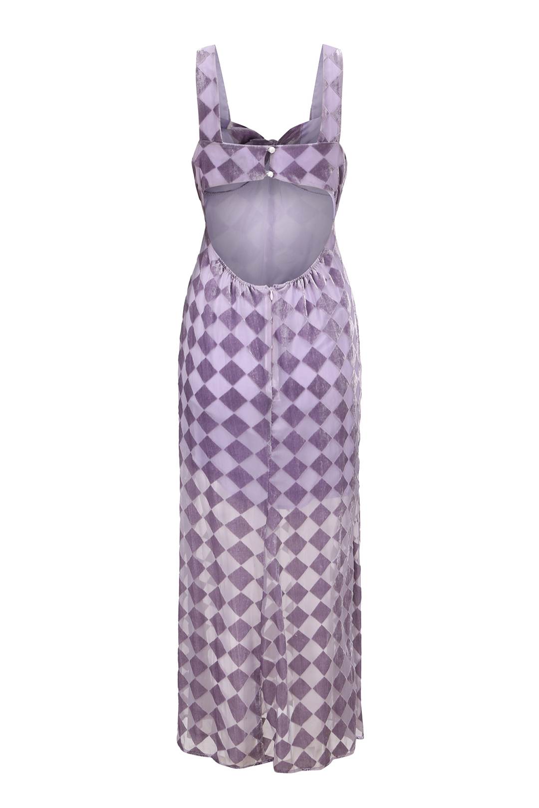 Esme BETH'S CHECKERBOARD Lilac Slip Midi Dress