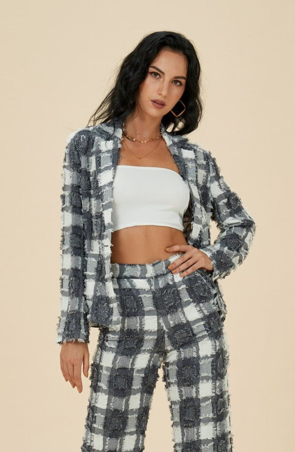 Esme FEARLESS Coin Grey Plaid Blazer