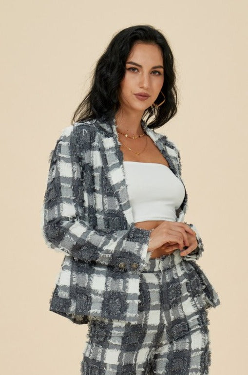 Esme FEARLESS Coin Grey Plaid Blazer