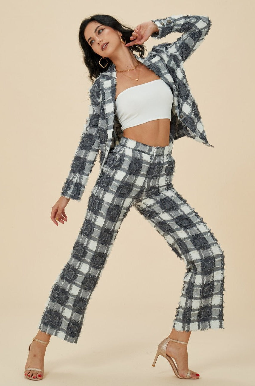 Esme FEARLESS Coin Grey Plaid Pants