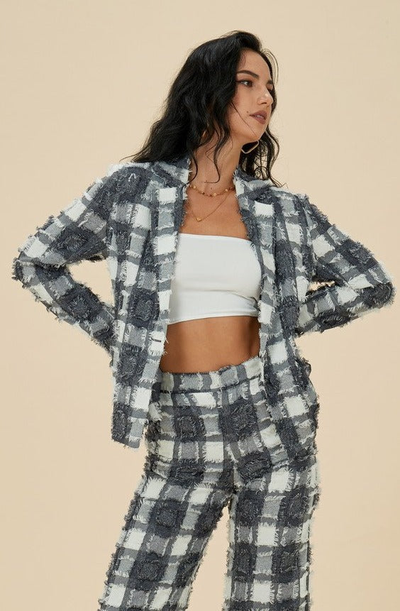 Esme FEARLESS Coin Grey Plaid Blazer