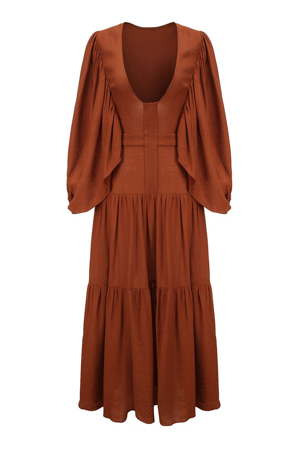 Esme MARIA V-neck Maxi Dress in Caramal