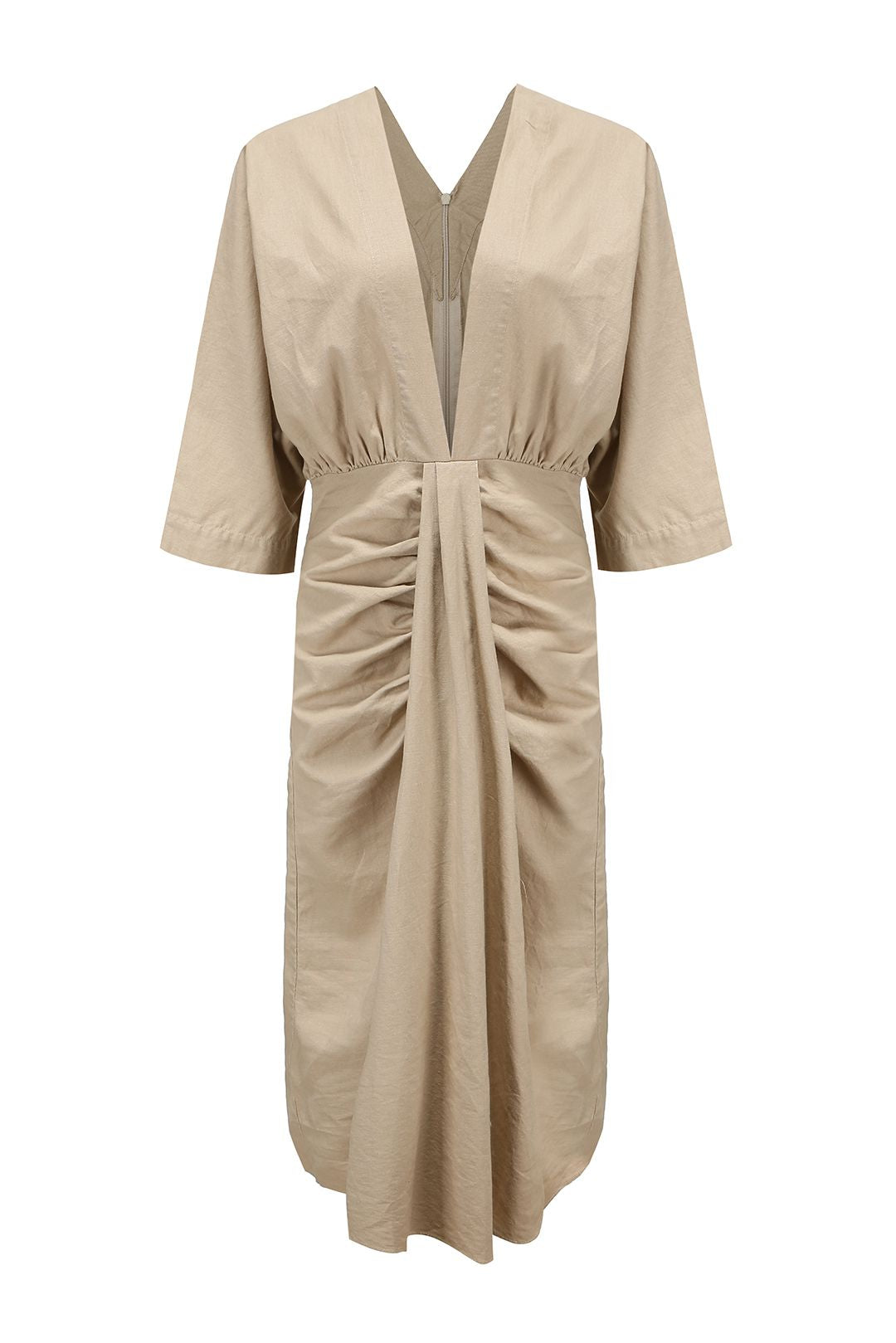 Esme PROVANCE V-neck Midi Dress in Sand Color