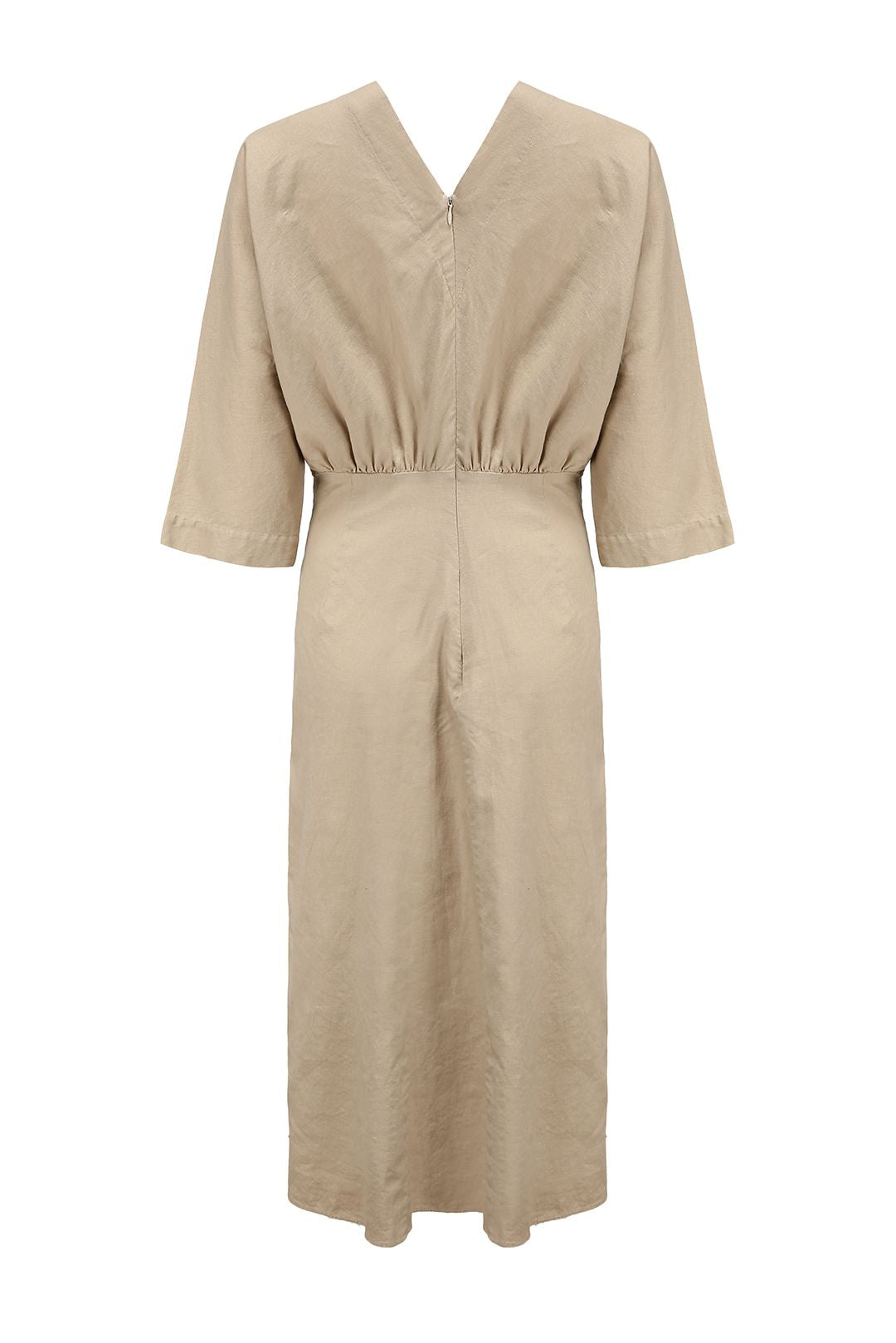 Esme PROVANCE V-neck Midi Dress in Sand Color