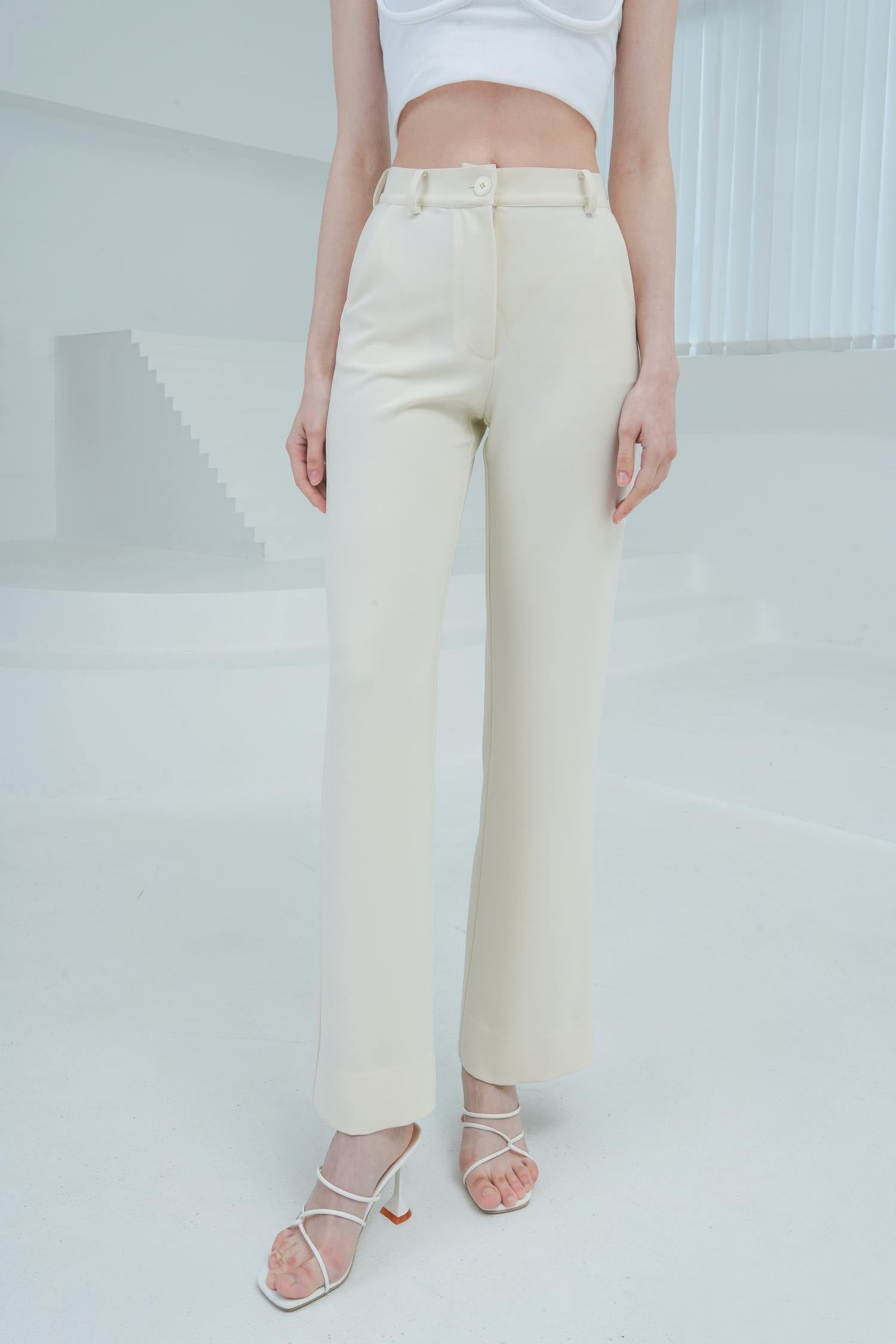 Esme JENNIFER Cream Straight Leg Trousers