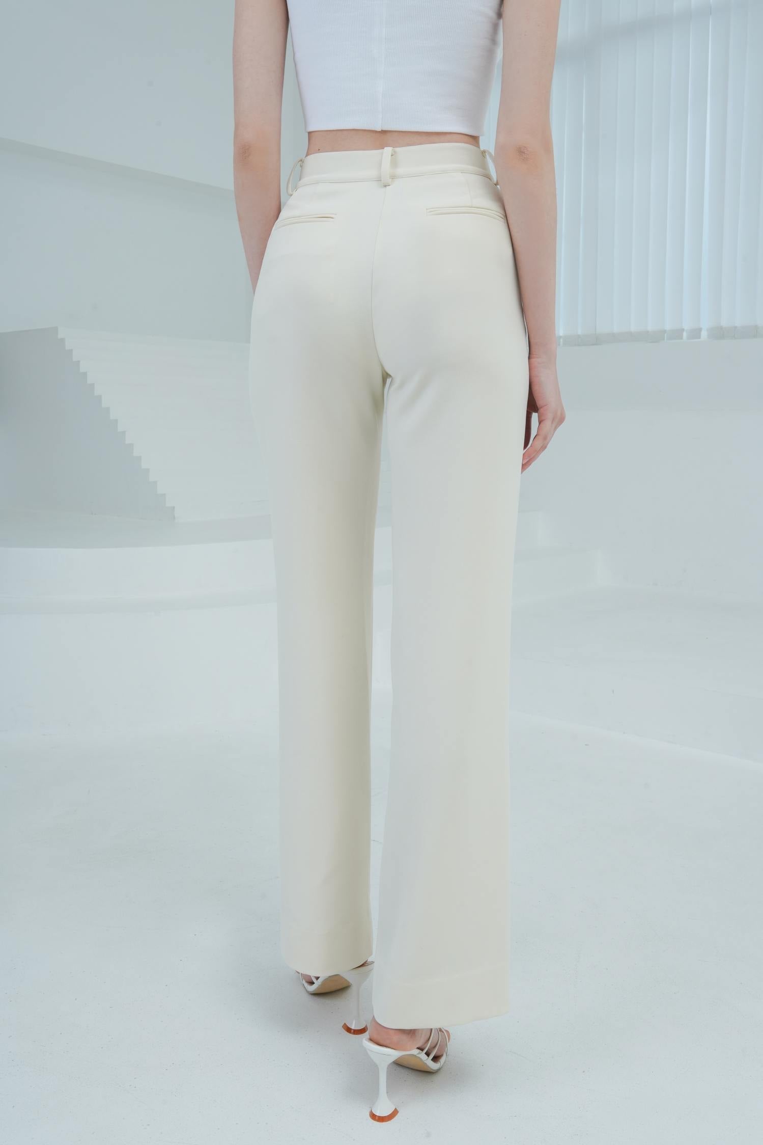 Esme JENNIFER Cream Straight Leg Trousers