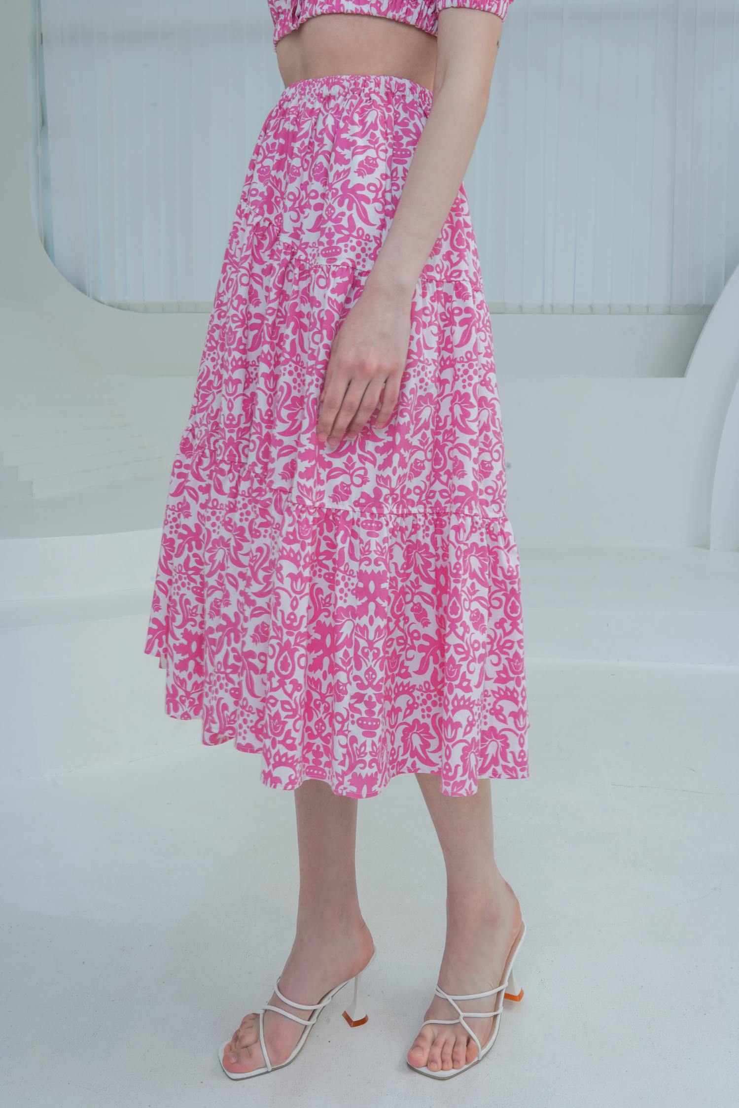 Esme FLORENCE Pink Floral  Midi Skirt