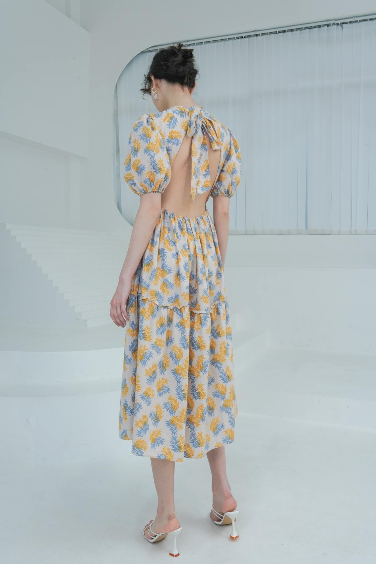 Esme  OLIVIA Salt White & Yellow Print dress