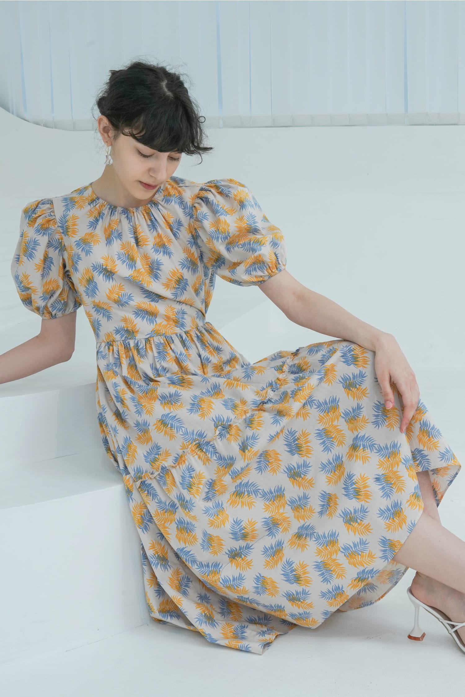 Esme  OLIVIA Salt White & Yellow Print dress