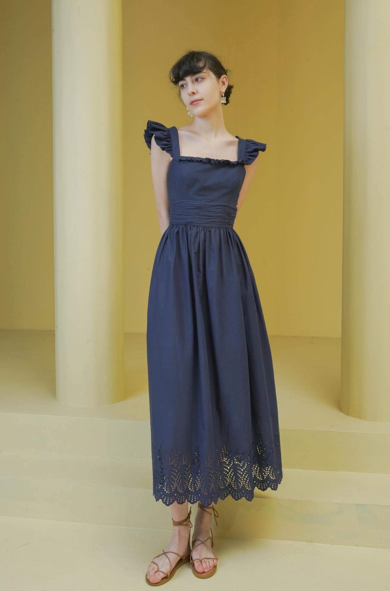 Esme EMMA Denim Blue Square Neck Maxi Dress